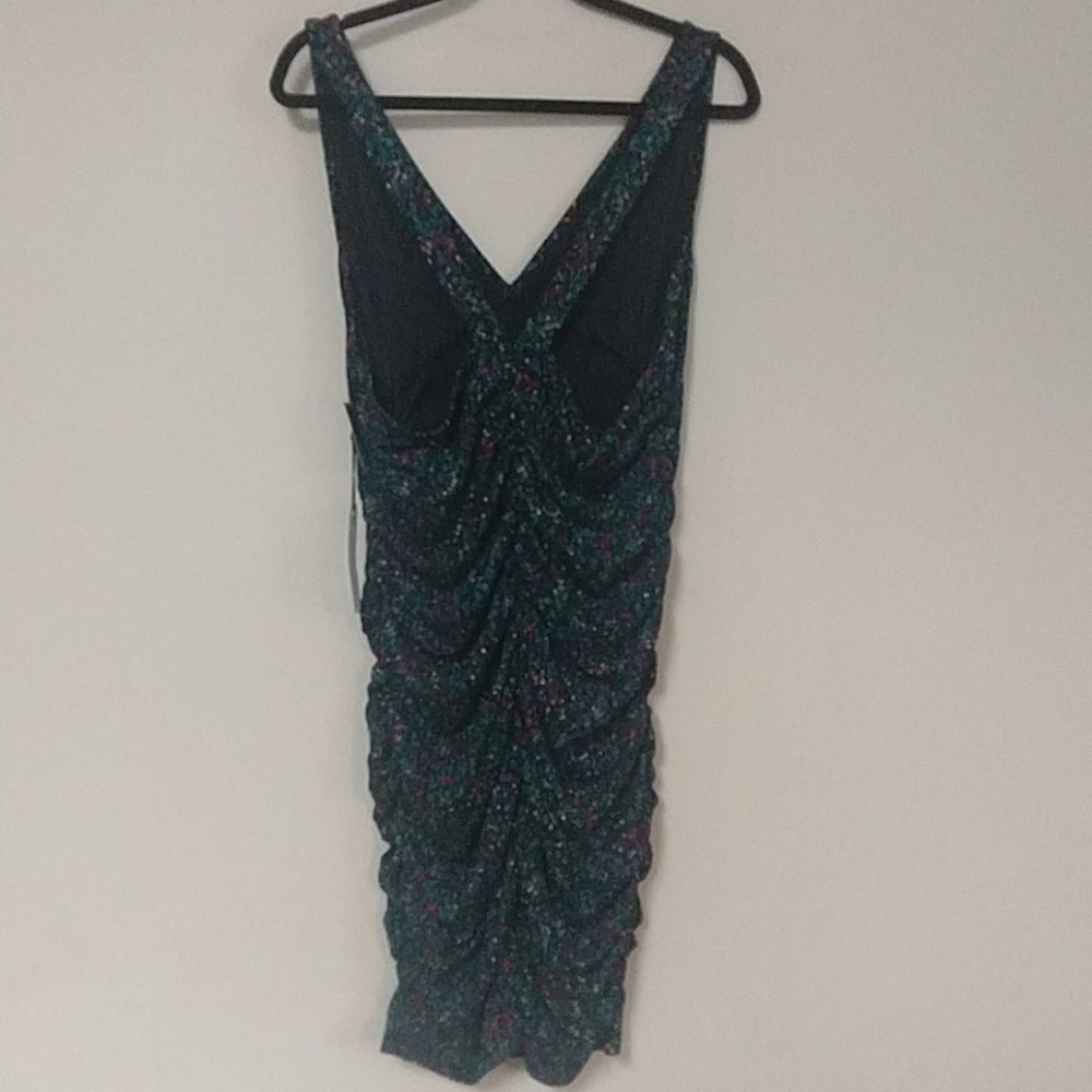 Leith Floral V Neck Ruched Body-con Mini Dress 2x - Picture 10 of 13